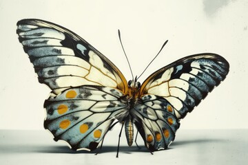 vibrant butterfly with yellow spots on its wings. Generative AI