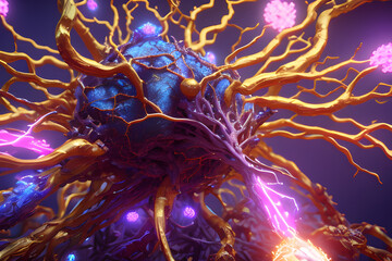 Neuron supercharged rendered background with generative ai