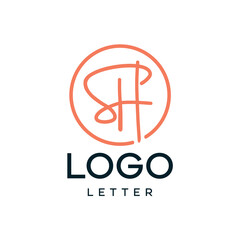 SH logo with handwriting design concept