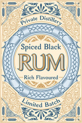 Black Rum - ornate vintage decorative label