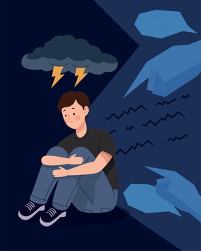 man sufering of astraphobia