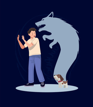 man sufering of cynophobia