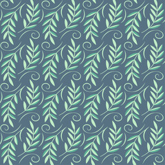 Abstract decorative leaves seamless pattern, print for textile, fabric, wrapping paper, wallpaper, nature vector background.