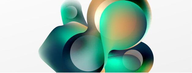 Fluid abstract background, round shapes and circle flowing design for wallpaper, banner, background or landing