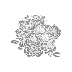 Hand drawn Roses bouquet. Line art for adult coloring book style. Vector illustration for coloring page.  outline Vector