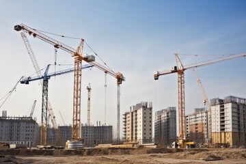 Fototapeta na wymiar construction site with crane , ai 