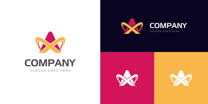 initial letter AX, XA alphabet logo design with abstract star graphic element design concept for brand logo