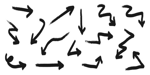 Hand drawn Arrows icons Set. arrow icon with various directions. Doodle vector illustration. isolated on a white background