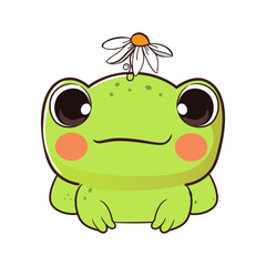 Cute baby frog in cartoon style. Vector illustration.