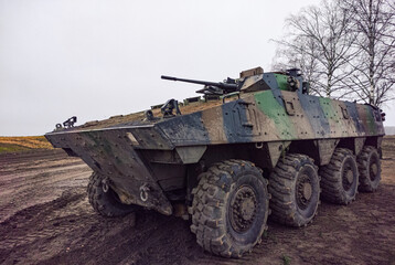 Infantry fighting vehicle in the open field.