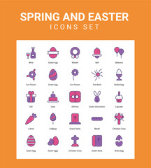 Spring and ester related icon set
