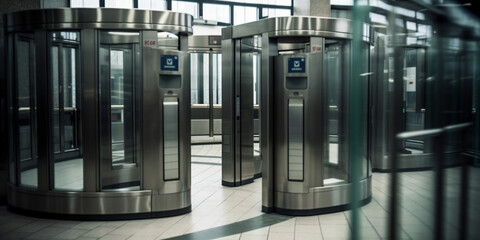 Entrance with turnstile gate. passanger Generative AI