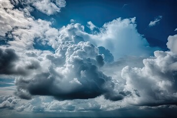 Naklejka na ściany i meble massive cloud hovering in the blue sky. Generative AI