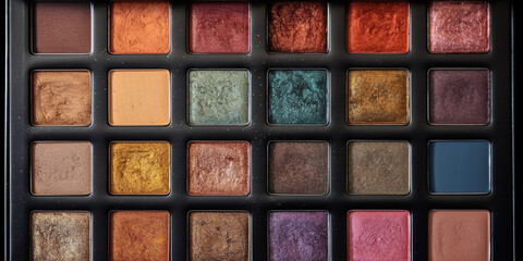 Fototapeta premium Eyeshadow palette top view Generative AI