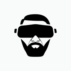 Virtual Reality Icon. 360 Degree View, Virtual Reality Helmet - Panorama  Illustration.   Simple Trendy Symbol for Design and Websites, Presentation or Mobile Application  -  Vector.   