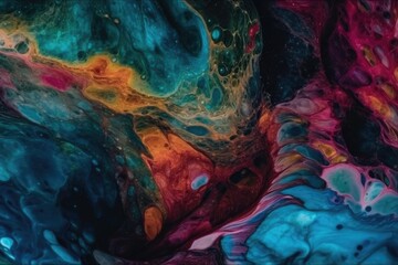 an abstract painting with vibrant colors and unique shapes. Generative AI