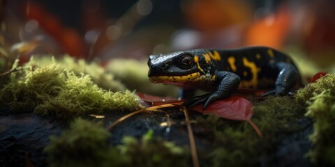 Fototapeta premium An Illustration of a Fire Salamander. Gen AI