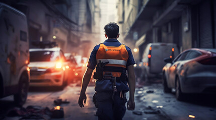 clinic, profession, people, healthcare and medicine concept - medic or doctor walking to help. Generative ai