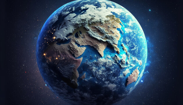 Earth at he night. Abstract wallpaper. seas and continents on planet. Civilization. © alexkich