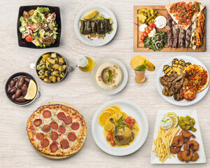 Traditional Middle Eastern food isolated on white background, Ramadan food 
