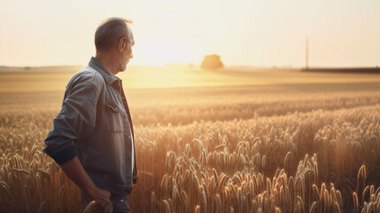 man in field of wheat