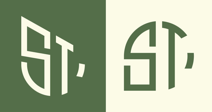 Creative simple Initial Letters ST Logo Designs Bundle.