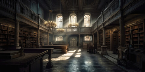 Fototapeta na wymiar The Enchanted Archives, A Majestic Library in a Fantasy World, Generated by AI