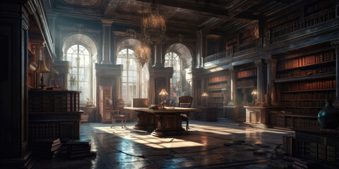 The Enchanted Archives, A Majestic Library in a Fantasy World, Generated by AI