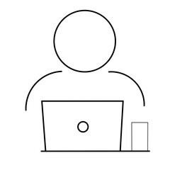  person using laptop sign aesthetic png transparent icon