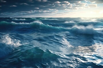turbulent ocean with crashing waves. Generative AI