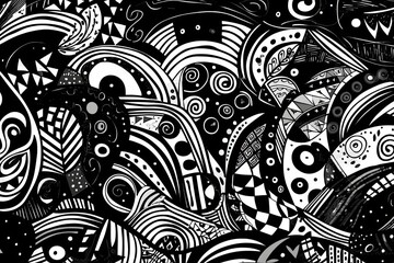abstract shapes in black and white. Generative AI