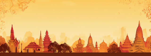 Thai traditional banner background wallpaper with copy space and negative space, generative ai, illustration.