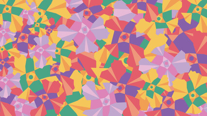 Wallpaper Abstract Geometric Warm Color Flamboyant Flower Summertime Pattern