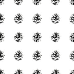  Seamless Pattern of Merry Christmas with pine cone. Cute Cartoon Illustration. Seamless Pattern for textile, paper, background