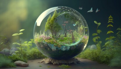 World Earth day concept. Illustration of the green planet earth on a white background. earth day poster, banner, card,  APRIL 22, Saving the planet, environment,  Planet Earth,  Generate Ai