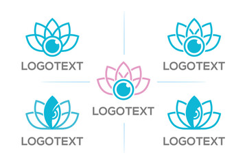 Abstract Lotus Eye logo icon vector design set