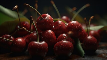 Beautiful organic background made of freshly picked Cherry. Generative AI.