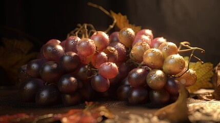 Beautiful organic background made of freshly picked Grapes. Generative AI.