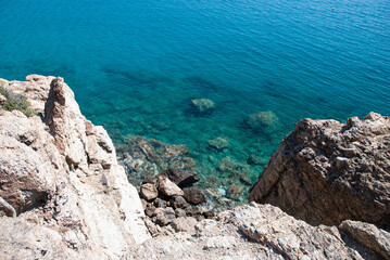 Walking through the ruins in Greece. Mountains, sea and nature.