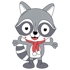 cute racoon animal cartoon illustration graphic