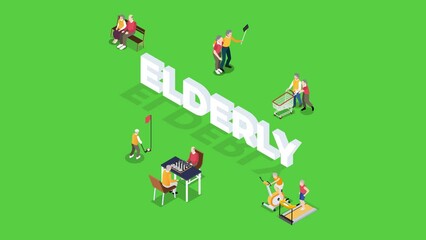 Happy seniors doing various activities