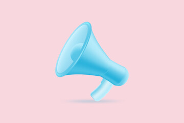 3d Megaphone icon. Marketing time concept. Symbols Speaker, Social media, Advertising and promotion. 3d Vector illustration.