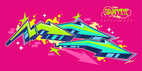 Colorful Abstract Urban Street Art Graffiti Style Arrows Vector Illustration Template Background