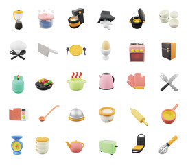 Icon Kitchen 3d rendering minimal cute 3d size per image 1024 x 1024