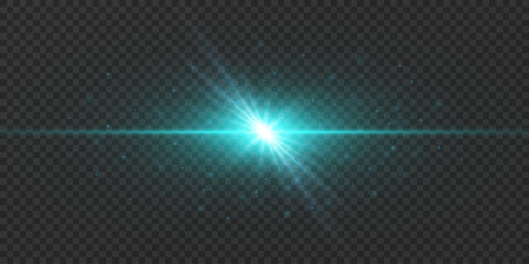 Light flare special effect with rays of light and magic sparkles. Glow transparent vector light effect set, explosion, glitter, spark, sun flash