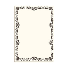 Vertical frame with vines and leaves for decorative design of book pages, diplomas and certificates in A4 format. Minimalistic vector isolated on white