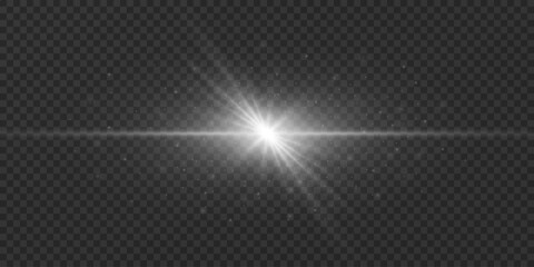 Light flare special effect with rays of light and magic sparkles. Glow transparent vector light effect set, explosion, glitter, spark, sun flash