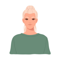 Portrait of a young attractive woman in a casual clothes hand drawn illustration