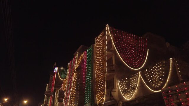 Sparkling lights during Eid Milad un Nabi celebrations in Rawalpindi, Pakistan