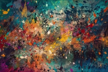 Obraz na płótnie Canvas vibrant painting with an explosion of colors. Generative AI
